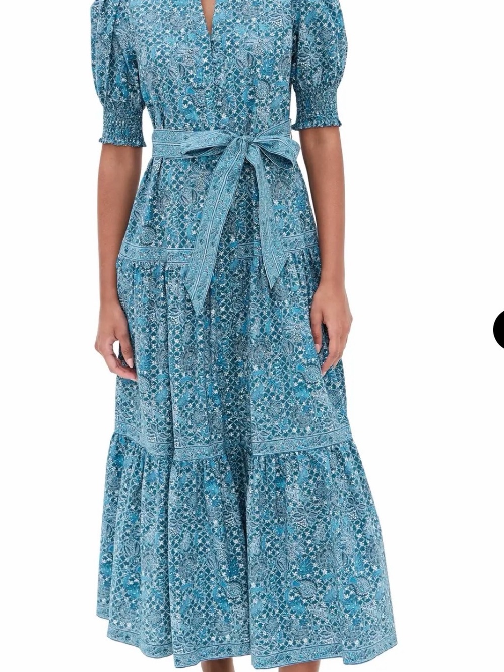 HILL HOUSE YARA DRESS IN NAVY CALICO TRELLIS - Picture 2 of 5